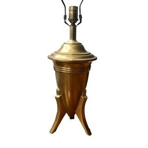 Vintage Mid Century MCM Solid Brass Thipod Leg Table Lamp Atomic Era